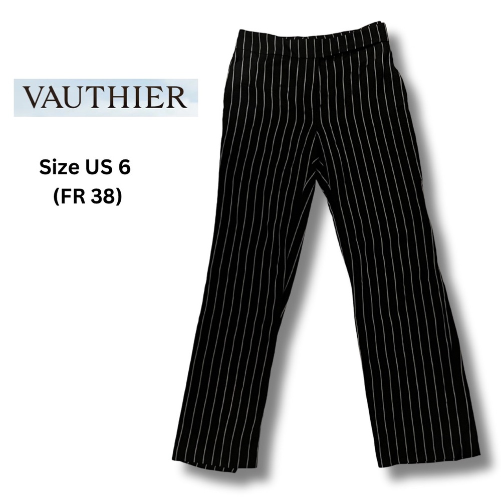 Alexandre Vauthier Wide Leg Pinstripe Designer Pants Trousers, size FR 38 (US 6)